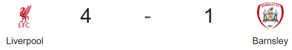 Liverpool 4 - 1 barnsley