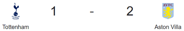 Tottenham 1 - 2 Aston Villa