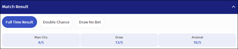 Manchester City v Arsenal Match Betting