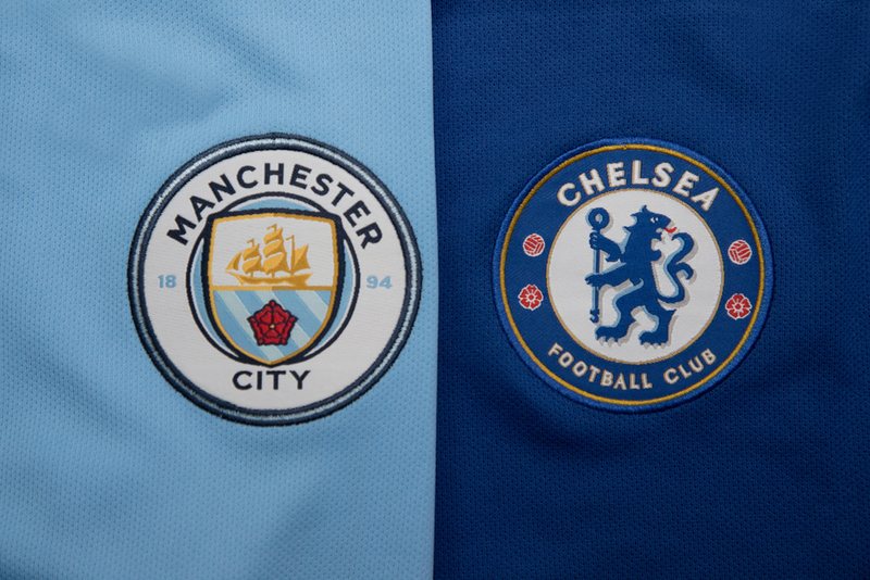 Man City and Chelsea Shirt Logos
