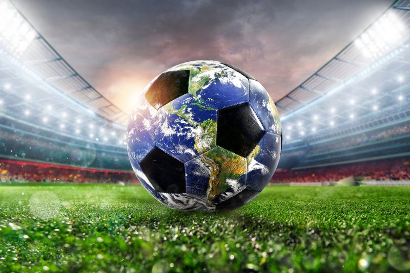 Football Planet Earth in Stadium